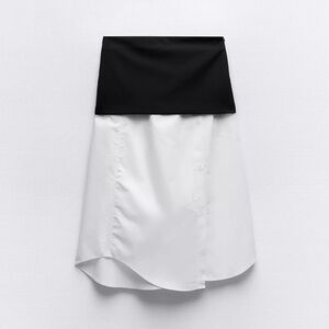 ‼️SALE‼️ Zara Asymmetrical MIXED POPLIN MIDI Skirt